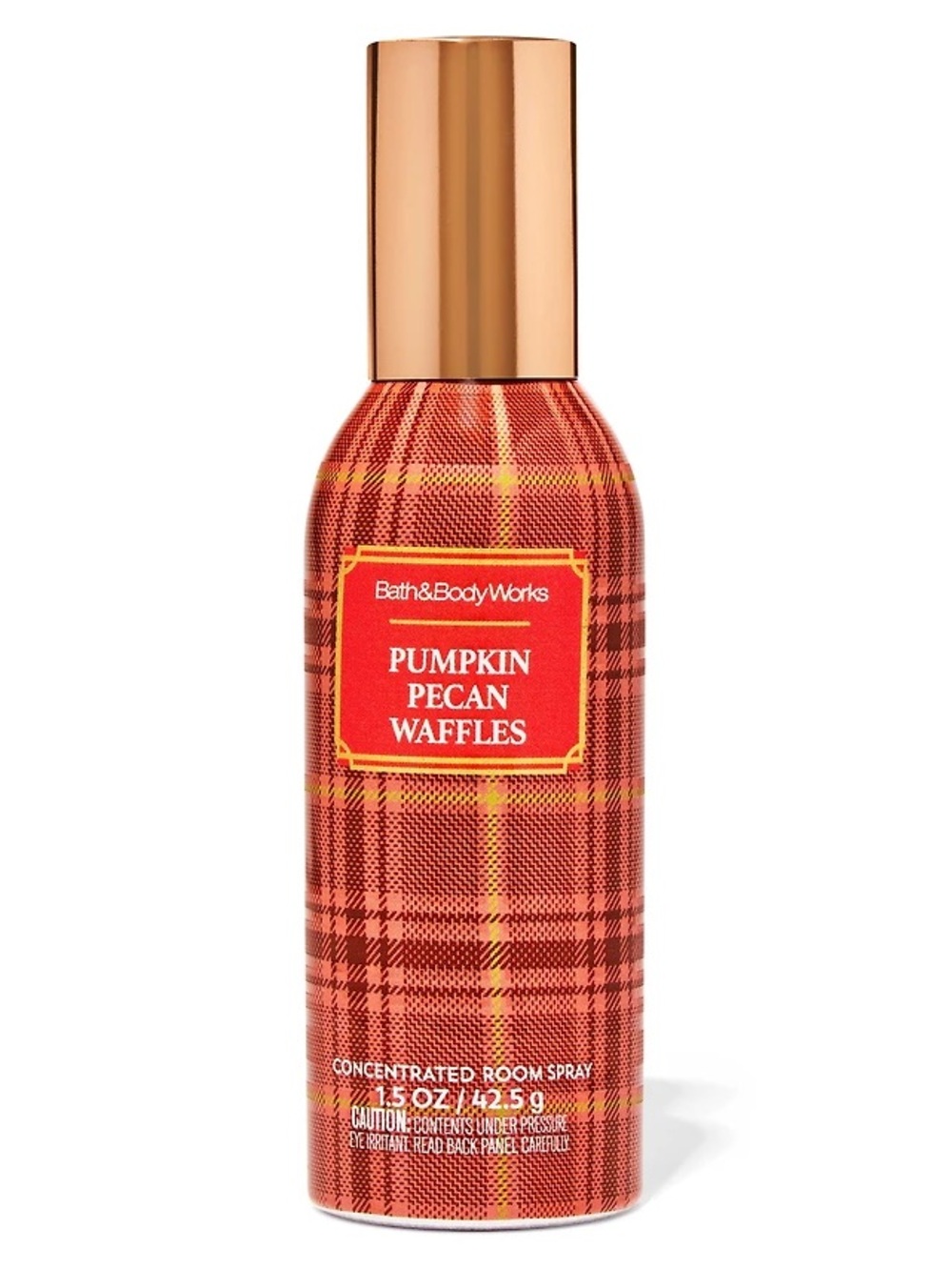 Bath & Body Works Pumpkin Pecan Waffles concentrated room spray. Orange Plaid